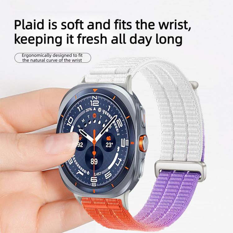 Cinturino per orologio con chiusura in metallo, in nylon traspirante a doppia maglia, effetto nuvola, con passante in nylon., For Samsung Galaxy Watch Ultra 47mm / Ultra 2025
