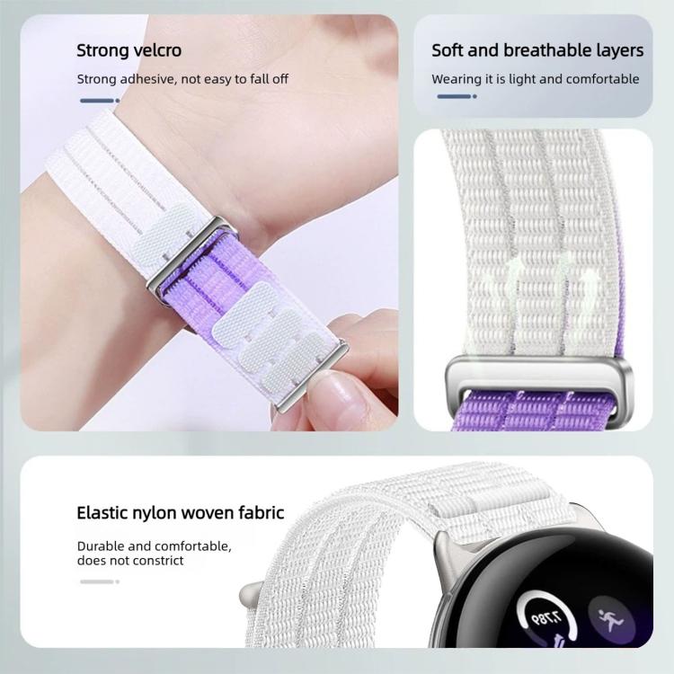 Cinturino per orologio con chiusura in metallo, in nylon traspirante a doppia maglia, effetto nuvola, con passante in nylon., For Google Pixel Watch 4 / 3 45mm, For Google Pixel Watch 4 / 3 / 2 / 1 41mm