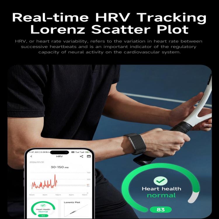 Braccialetto intelligente KR96 Pro senza schermo con cinturino in nylon, supporto per il monitoraggio della salute e diverse modalità sportive.
