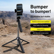 X2 1.3m Extendable 4-Axis Stabilization Phone Holder Bluetooth Remote Control Selfie Stick Tripod, X2