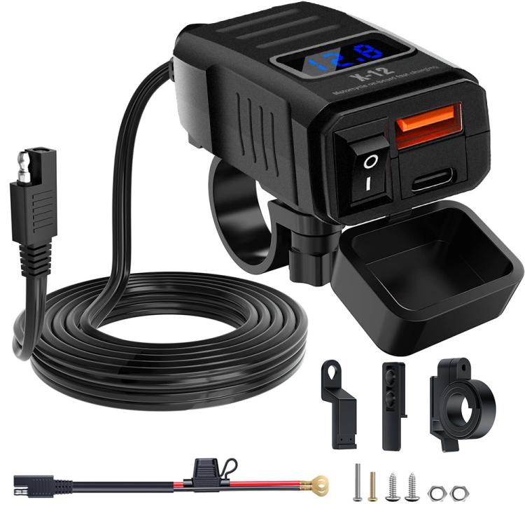 Adattatore caricabatterie da manubrio per moto con 12 porte USB