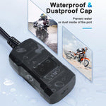Adattatore caricabatterie da manubrio per moto con display LED di tensione e 12 porte USB-A e Type-C.