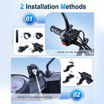 Adattatore caricabatterie da manubrio per moto con display LED di tensione e 12 porte USB-A e Type-C.