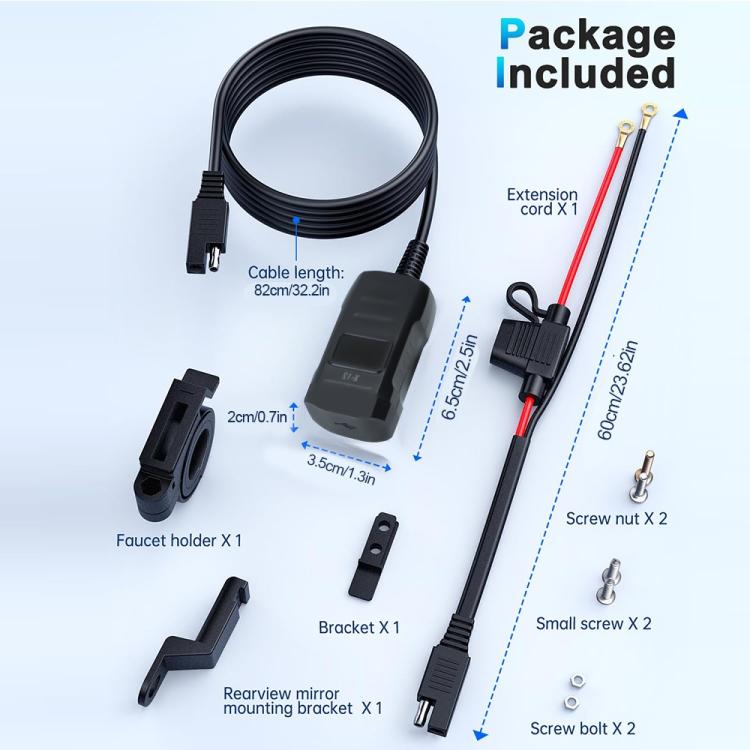Adattatore caricabatterie da manubrio per moto con display LED di tensione e 12 porte USB-A e Type-C.