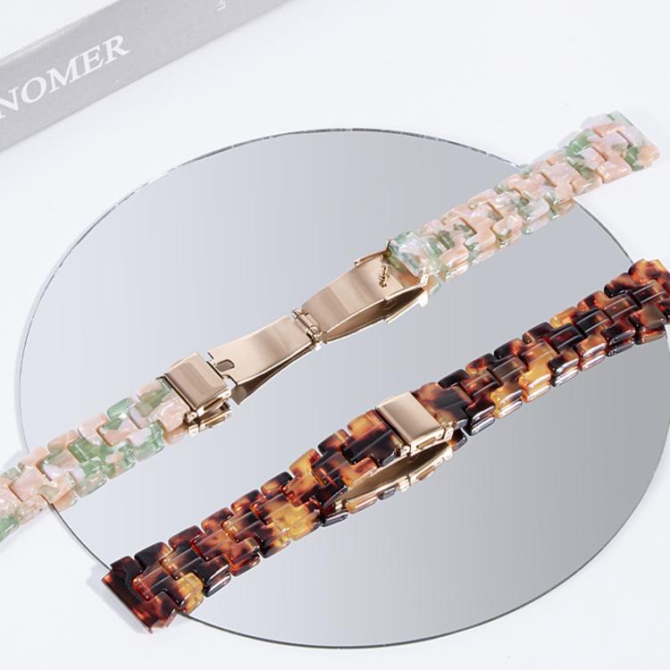 Cinturino per orologio in resina sottile con chiusura a farfalla e tre perline, 20mm