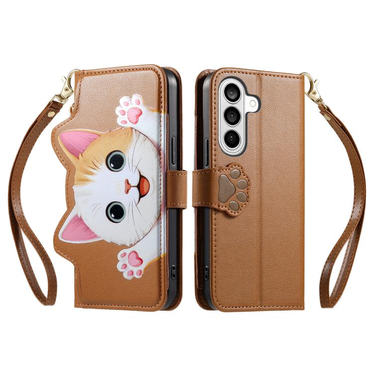 Portafoglio a forma di gatto con cerniera, custodia per telefono in ecopelle con cinturino, For Galaxy S26+ 5G, For Galaxy S26 Ultra 5G, For Galaxy S26 5G, For Galaxy A37 5G