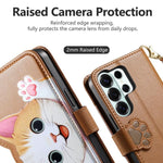 Portafoglio a forma di gatto con cerniera, custodia per telefono in ecopelle con cinturino, For Galaxy S23 Ultra 5G, For Galaxy S23+ 5G, For Galaxy S23 5G, For Galaxy S20 FE