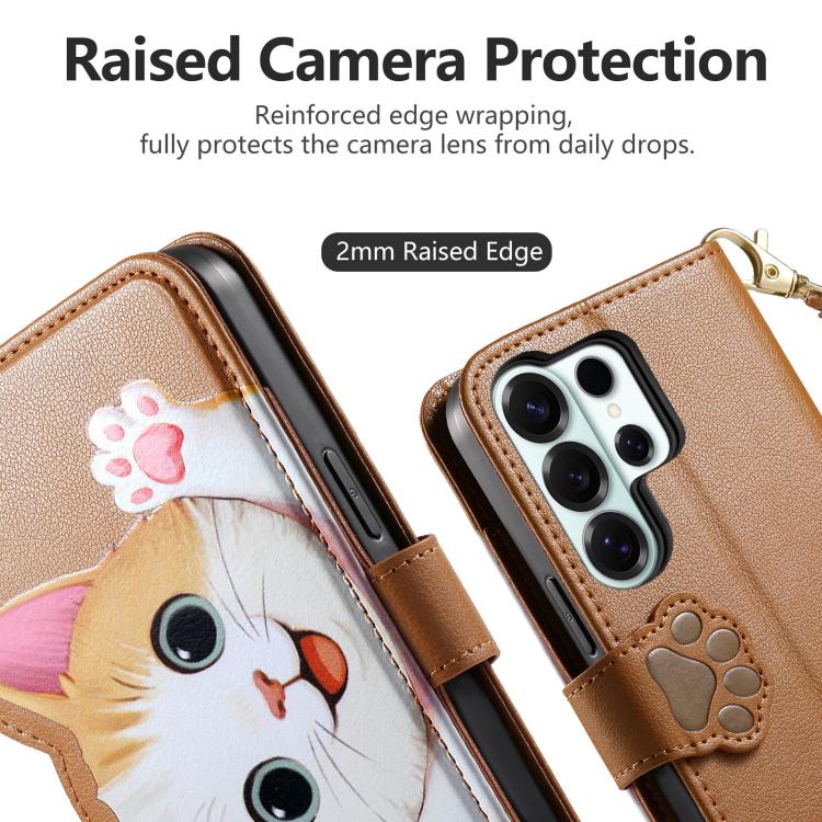 Portafoglio a forma di gatto con cerniera, custodia per telefono in ecopelle con cinturino, For Galaxy S23 Ultra 5G, For Galaxy S23+ 5G, For Galaxy S23 5G, For Galaxy S20 FE