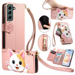 Portafoglio a forma di gatto con cerniera, custodia per telefono in ecopelle con cinturino, For Galaxy S22 5G, For Galaxy A41, For Galaxy S21 FE 5G, For Galaxy A72 5G