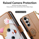 Portafoglio a forma di gatto con cerniera, custodia per telefono in ecopelle con cinturino, For Galaxy A55 5G, For Galaxy A35 5G, For Galaxy S24 Ultra 5G, For Galaxy A05