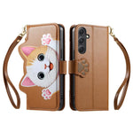Portafoglio a forma di gatto con cerniera, custodia per telefono in ecopelle con cinturino, For Galaxy A36 5G, For Galaxy S25 / S24 5G, For Galaxy S25+ / S24+ 5G, For Galaxy S25 Ultra 5G