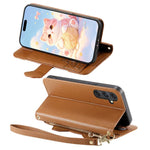 Portafoglio a forma di gatto con cerniera, custodia per telefono in ecopelle con cinturino, For Galaxy A36 5G, For Galaxy S25 / S24 5G, For Galaxy S25+ / S24+ 5G, For Galaxy S25 Ultra 5G