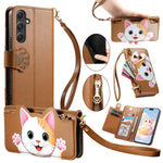 Portafoglio a forma di gatto con cerniera, custodia per telefono in ecopelle con cinturino, For Galaxy A05s, For Galaxy A25 5G, For Galaxy S23 FE 5G, For Galaxy A24 4G