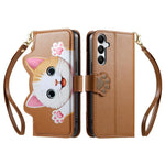 Portafoglio a forma di gatto con cerniera, custodia per telefono in ecopelle con cinturino, For Galaxy A27 5G, For Galaxy S25 FE 5G, For Galaxy M36 5G, For Galaxy A07