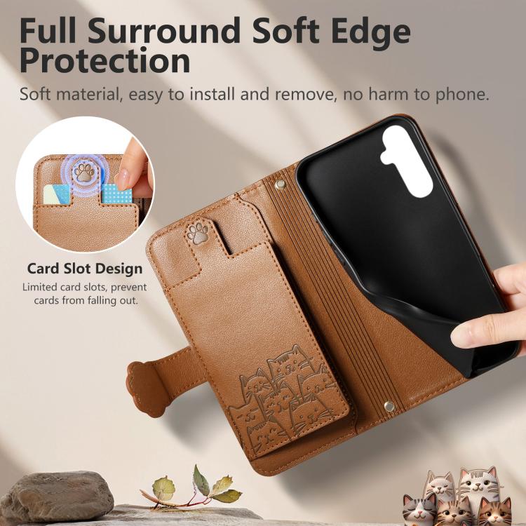 Portafoglio a forma di gatto con cerniera, custodia per telefono in ecopelle con cinturino, For Galaxy A27 5G, For Galaxy S25 FE 5G, For Galaxy M36 5G, For Galaxy A07