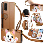 Portafoglio a forma di gatto con cerniera, custodia per telefono in ecopelle con cinturino, For Galaxy S20 5G, For Galaxy A31, For Galaxy A71, For Galaxy A51