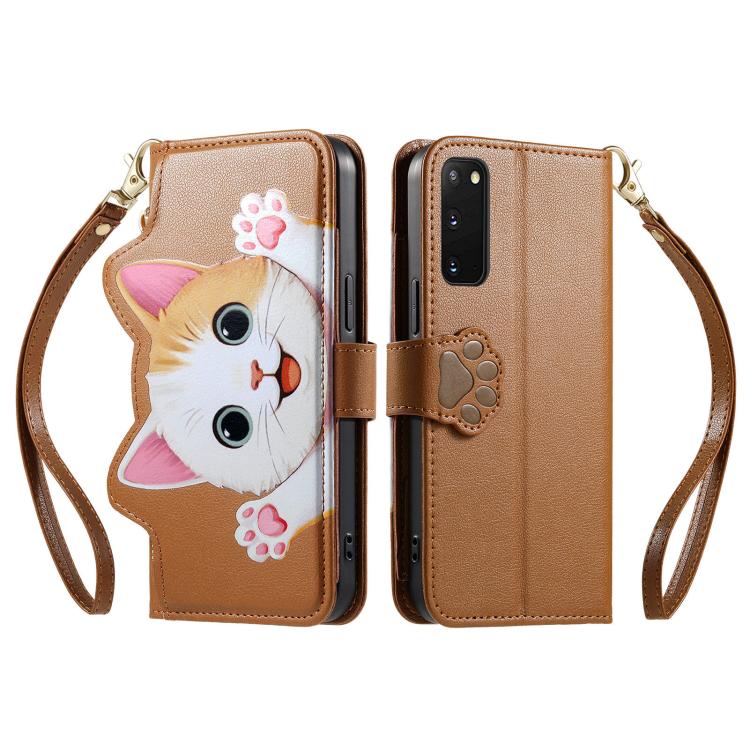 Portafoglio a forma di gatto con cerniera, custodia per telefono in ecopelle con cinturino, For Galaxy S20 5G, For Galaxy A31, For Galaxy A71, For Galaxy A51