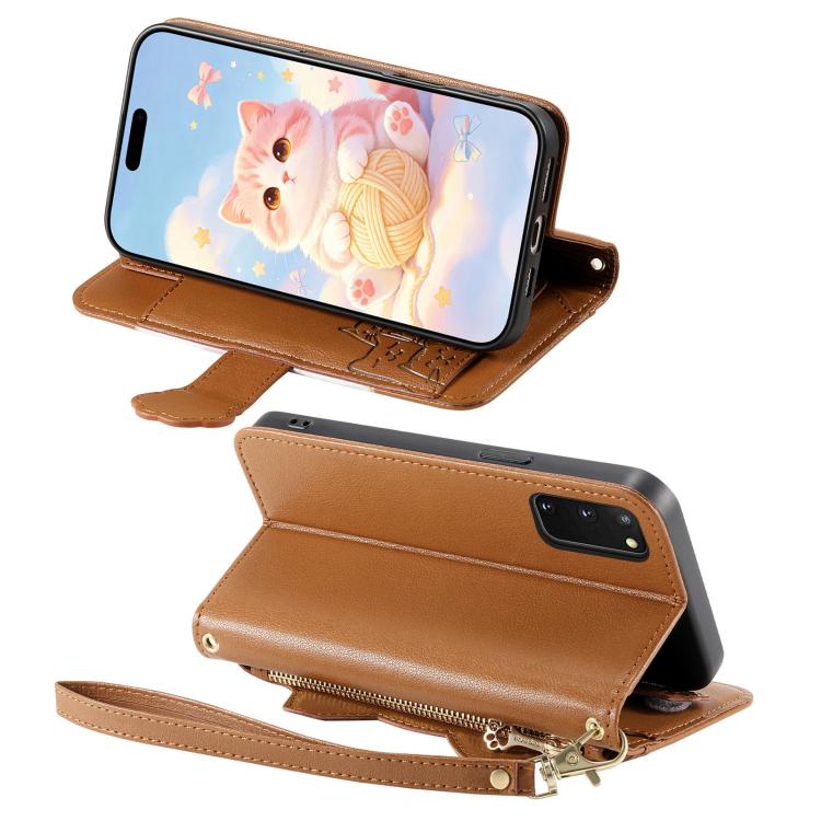 Portafoglio a forma di gatto con cerniera, custodia per telefono in ecopelle con cinturino, For Galaxy S20 5G, For Galaxy A31, For Galaxy A71, For Galaxy A51