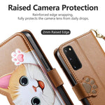 Portafoglio a forma di gatto con cerniera, custodia per telefono in ecopelle con cinturino, For Galaxy S20 5G, For Galaxy A31, For Galaxy A71, For Galaxy A51