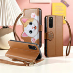 Portafoglio a forma di gatto con cerniera, custodia per telefono in ecopelle con cinturino, For Galaxy S20 5G, For Galaxy A31, For Galaxy A71, For Galaxy A51
