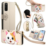 Portafoglio a forma di gatto con cerniera, custodia per telefono in ecopelle con cinturino, For Galaxy S23 Ultra 5G, For Galaxy S23+ 5G, For Galaxy S23 5G, For Galaxy S20 FE