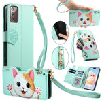 Portafoglio a forma di gatto con cerniera, custodia per telefono in ecopelle con cinturino, For Galaxy S22 5G, For Galaxy A41, For Galaxy S21 FE 5G, For Galaxy A72 5G