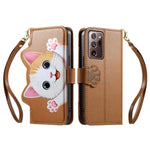 Portafoglio a forma di gatto con cerniera, custodia per telefono in ecopelle con cinturino, For Galaxy Note 20 Ultra, For Galaxy Note 20, For Galaxy S20 Ultra 5G, For Galaxy S20+ 5G