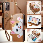 Portafoglio a forma di gatto con cerniera, custodia per telefono in ecopelle con cinturino, For Galaxy Note 20 Ultra, For Galaxy Note 20, For Galaxy S20 Ultra 5G, For Galaxy S20+ 5G