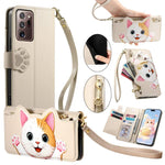 Portafoglio a forma di gatto con cerniera, custodia per telefono in ecopelle con cinturino, For Galaxy Note 20 Ultra, For Galaxy Note 20, For Galaxy S20 Ultra 5G, For Galaxy S20+ 5G