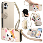 Portafoglio a forma di gatto con cerniera, custodia per telefono in ecopelle con cinturino, For Galaxy A27 5G, For Galaxy S25 FE 5G, For Galaxy M36 5G, For Galaxy A07