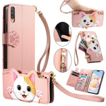 Portafoglio a forma di gatto con cerniera, custodia per telefono in ecopelle con cinturino, For Galaxy A70 / A70s, For Galaxy A50 / A50s / A30s, For Galaxy A20 / A30