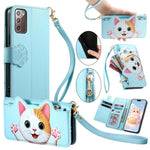 Portafoglio a forma di gatto con cerniera, custodia per telefono in ecopelle con cinturino, For Galaxy A52 5G, For Galaxy S21 5G, For Galaxy S21+5G, For Galaxy S21 Ultra 5G