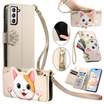 Portafoglio a forma di gatto con cerniera, custodia per telefono in ecopelle con cinturino, For Galaxy S22 5G, For Galaxy A41, For Galaxy S21 FE 5G, For Galaxy A72 5G