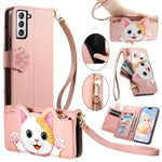Portafoglio a forma di gatto con cerniera, custodia per telefono in ecopelle con cinturino, For Galaxy S22 5G, For Galaxy A41, For Galaxy S21 FE 5G, For Galaxy A72 5G