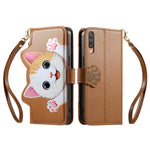Portafoglio a forma di gatto con cerniera, custodia per telefono in ecopelle con cinturino, For Galaxy A70 / A70s, For Galaxy A50 / A50s / A30s, For Galaxy A20 / A30