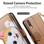 Portafoglio a forma di gatto con cerniera, custodia per telefono in ecopelle con cinturino, For Galaxy A70 / A70s, For Galaxy A50 / A50s / A30s, For Galaxy A20 / A30
