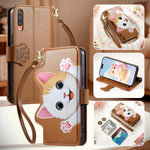Portafoglio a forma di gatto con cerniera, custodia per telefono in ecopelle con cinturino, For Galaxy A70 / A70s, For Galaxy A50 / A50s / A30s, For Galaxy A20 / A30