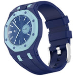 Cinturino in silicone a contrasto con fibbia ad ardiglione integrata in acciaio inossidabile., For Swatch Royal Pop