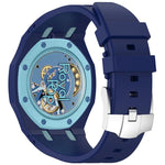 Cinturino in silicone a contrasto con fibbia ad ardiglione integrata in acciaio inossidabile., For Swatch Royal Pop