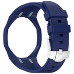 Cinturino in silicone a contrasto con fibbia ad ardiglione integrata in acciaio inossidabile., For Swatch Royal Pop