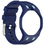 Cinturino in silicone a contrasto con fibbia ad ardiglione integrata in acciaio inossidabile., For Swatch Royal Pop