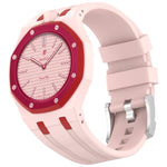 Cinturino in silicone a contrasto con fibbia ad ardiglione integrata in acciaio inossidabile., For Swatch Royal Pop