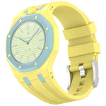 Cinturino in silicone a contrasto con fibbia ad ardiglione integrata in acciaio inossidabile., For Swatch Royal Pop