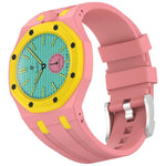 Cinturino in silicone a contrasto con fibbia ad ardiglione integrata in acciaio inossidabile., For Swatch Royal Pop