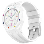 Cinturino in silicone a contrasto con fibbia ad ardiglione integrata in acciaio inossidabile., For Swatch Royal Pop
