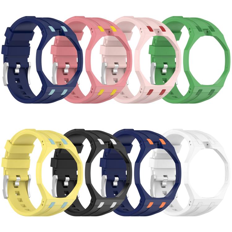 Cinturino in silicone a contrasto con fibbia ad ardiglione integrata in acciaio inossidabile., For Swatch Royal Pop