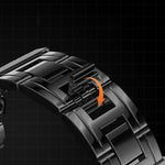 Cinturino per orologio in acciaio inossidabile con chiusura a farfalla e maglie cubane a proiettile., 18mm, 22mm