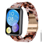 Cinturino per orologio in resina con chiusura a farfalla e tre perline, completo di strumento per la rimozione., For Huawei Watch Fit 2