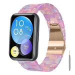 Cinturino per orologio in resina con chiusura a farfalla e tre perline, completo di strumento per la rimozione., For Huawei Watch Fit 2
