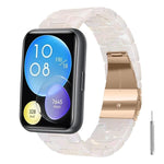 Cinturino per orologio in resina con chiusura a farfalla e tre perline, completo di strumento per la rimozione., For Huawei Watch Fit 2